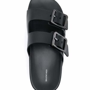 Balenciaga Men's Double Buckle Black Sandals